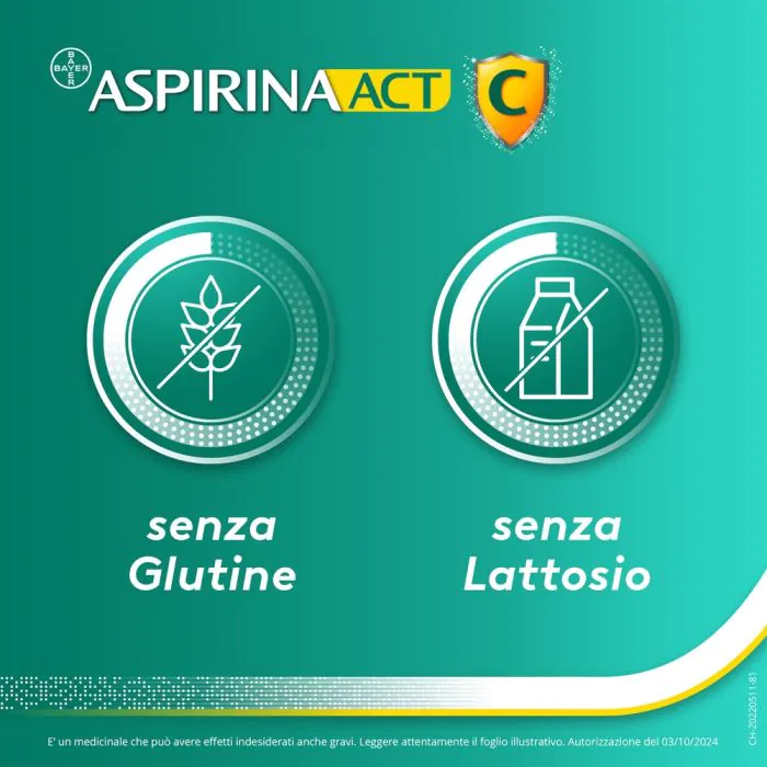 AspirinaACT C Febbre e Sintomi Influenzali con Vitamina C 10 Compresse