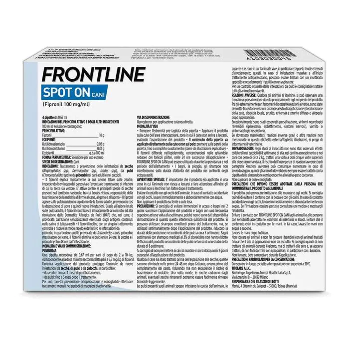 Frontline Spot-On Cani Taglia Piccola 2-10 Kg 4 Pipette Monodose