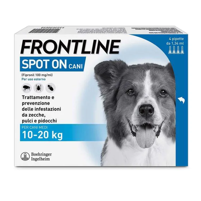 Frontline Spot On Cani x4 Pipette, Antiparassitario per Cani e Cuccioli (10-20Kg), Contro Pulci, Zecche E Pidocchi Frontline Spot On Cani x4 Pipette, Antiparassitario per Cani e Cuccioli (10-20Kg), Contro Pulci, Zecche E Pidocchi