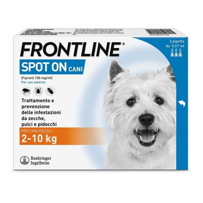 Frontline Spot On Cani x3 Pipette, Antiparassitario per Cani e Cuccioli (2-10Kg), Contro Pulci, Zecche E Pidocchi Frontline Spot On Cani x3 Pipette, Antiparassitario per Cani e Cuccioli (2-10Kg), Contro Pulci, Zecche E Pidocchi