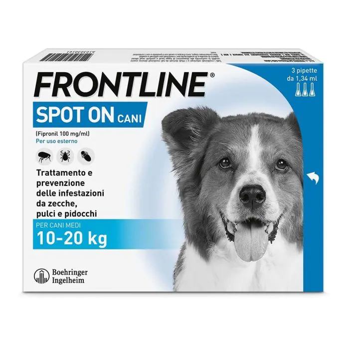 Frontline Spot On Cani x3 Pipette, Antiparassitario per Cani e Cuccioli (10-20Kg), Contro Pulci, Zecche E Pidocchi Frontline Spot On Cani x3 Pipette, Antiparassitario per Cani e Cuccioli (10-20Kg), Contro Pulci, Zecche E Pidocchi