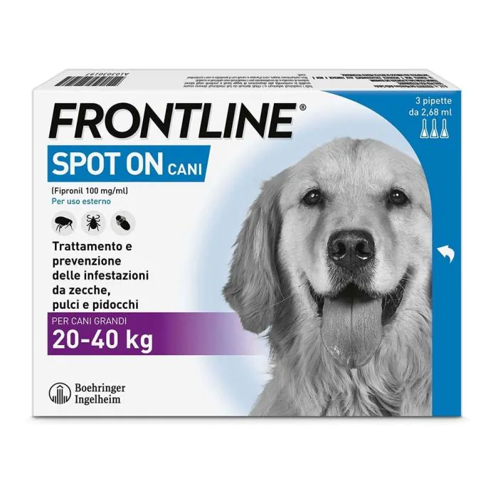 Frontline Spot On Cani x3 Pipette, Antiparassitario per Cani e Cuccioli (20-40Kg), Contro Pulci, Zecche E Pidocchi Frontline Spot On Cani x3 Pipette, Antiparassitario per Cani e Cuccioli (20-40Kg), Contro Pulci, Zecche E Pidocchi