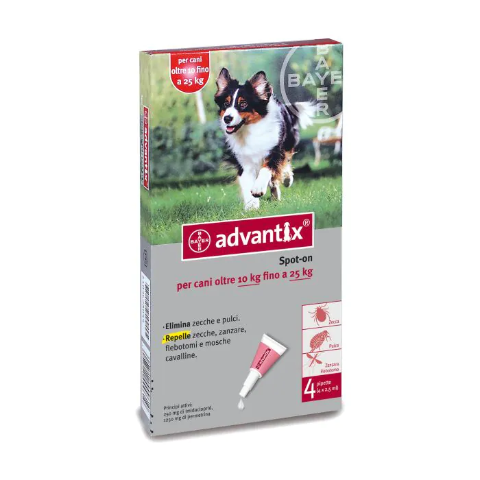 Advantix Spot-On Cani Da 10 A 25 Kg 4 Pipette Monodose 2,5 Ml Advantix Spot-On Cani Da 10 A 25 Kg 4 Pipette Monodose 2,5 Ml