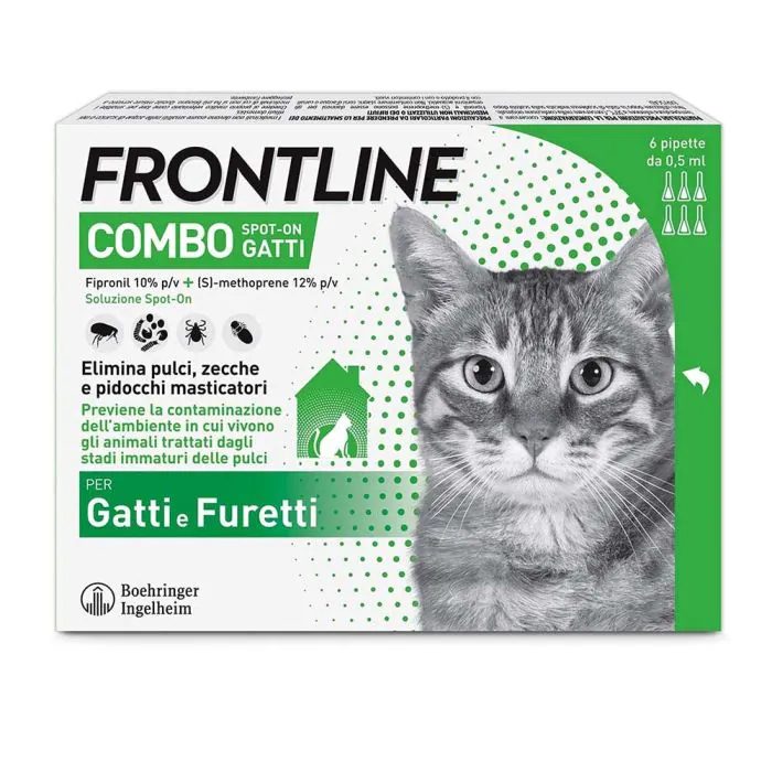Frontline Combo Gatti x6 Pipette, Antiparassitario per Gatti, Gattini e Furetti, Contro Pulci, Zecche, Uova, Larve e Pidocchi Frontline Combo Gatti x6 Pipette, Antiparassitario per Gatti, Gattini e Furetti, Contro Pulci, Zecche, Uova, Larve e Pidocchi