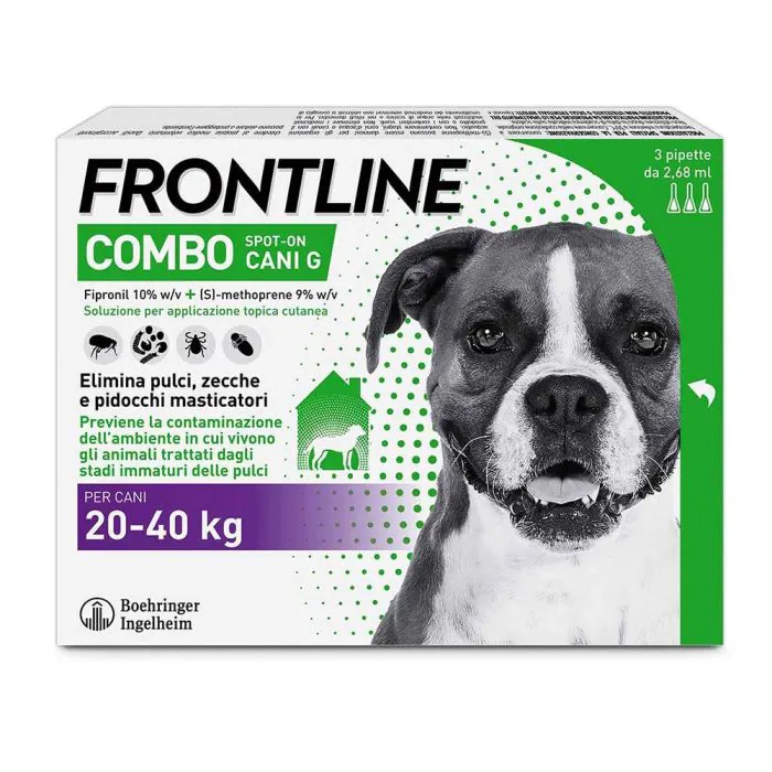Frontline Combo Cani x3 Pipette, Antiparassitario per Cani Grandi e Cuccioli (20-40Kg) Contro Pulci, Zecche, Uova, Larve E Pidocchi Frontline Combo Cani x3 Pipette, Antiparassitario per Cani Grandi e Cuccioli (20-40Kg) Contro Pulci, Zecche, Uova, Larve E Pidocchi