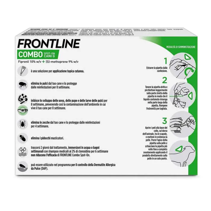 Frontline Combo Cani x3 Pipette, Antiparassitario per Cani Grandi e Cuccioli (20-40Kg) Contro Pulci, Zecche, Uova, Larve E Pidocchi