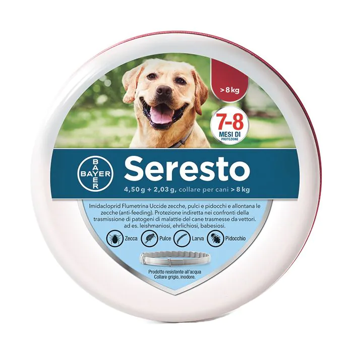 Seresto Collare Antiparassitario 70 Cm Per Cani Più Di 8 Kg 4,50 G + 2,03 G