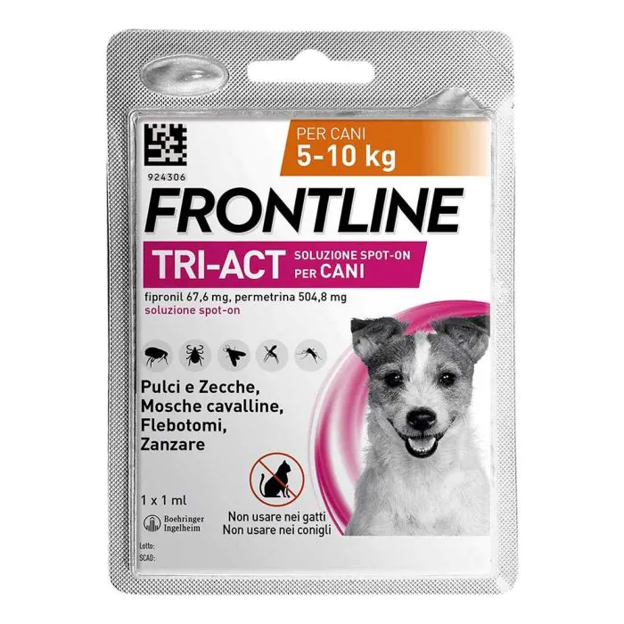 Frontline Tri-Act x1 Pipetta, Antiparassitario Per Cani e Cuccioli (Taglia S 5-10Kg) Contro Pulci, Zecche, Zanzare, Pappataci e Leishmaniosi Frontline Tri-Act x1 Pipetta, Antiparassitario Per Cani e Cuccioli (Taglia S 5-10Kg) Contro Pulci, Zecche, Zanzare, Pappataci e Leishmaniosi