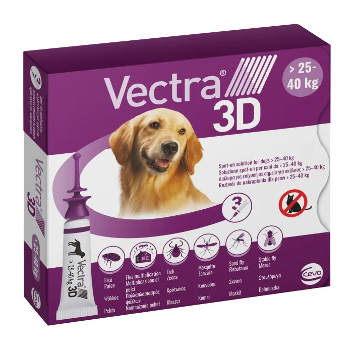 Vectra 3D Viola Spot-On Cani Da 25 A 40 Kg 3 Pipette Monodose Vectra 3D Viola Spot-On Cani Da 25 A 40 Kg 3 Pipette Monodose