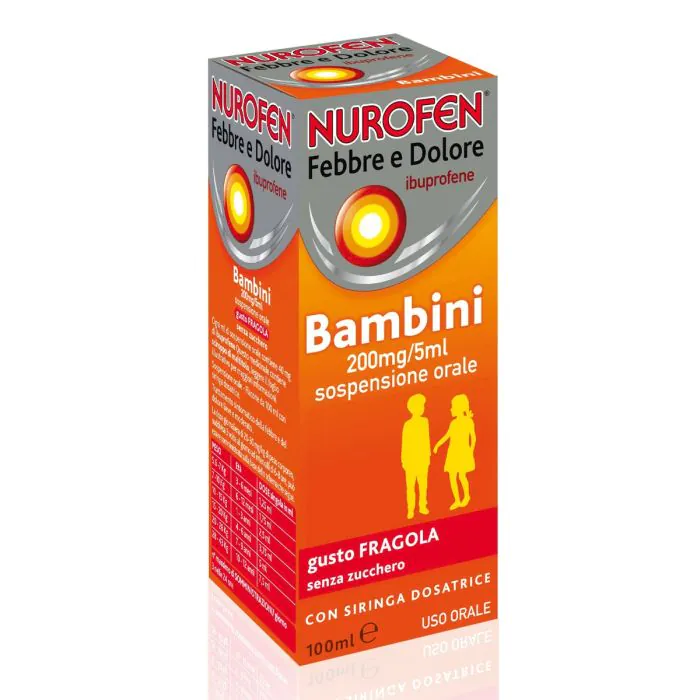 Nurofen Febbre e Dolore Bambini 200 mg/5 ml Ibuprofene Sospensione Orale Fragola 100 ml