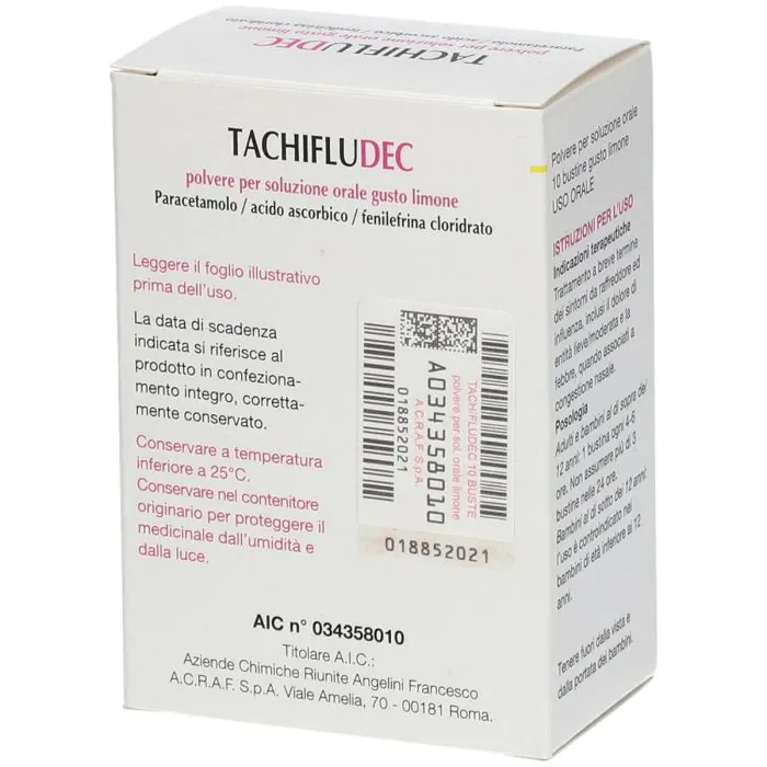 Tachifludec Paracetamolo Influenza 10 Bustine Limone