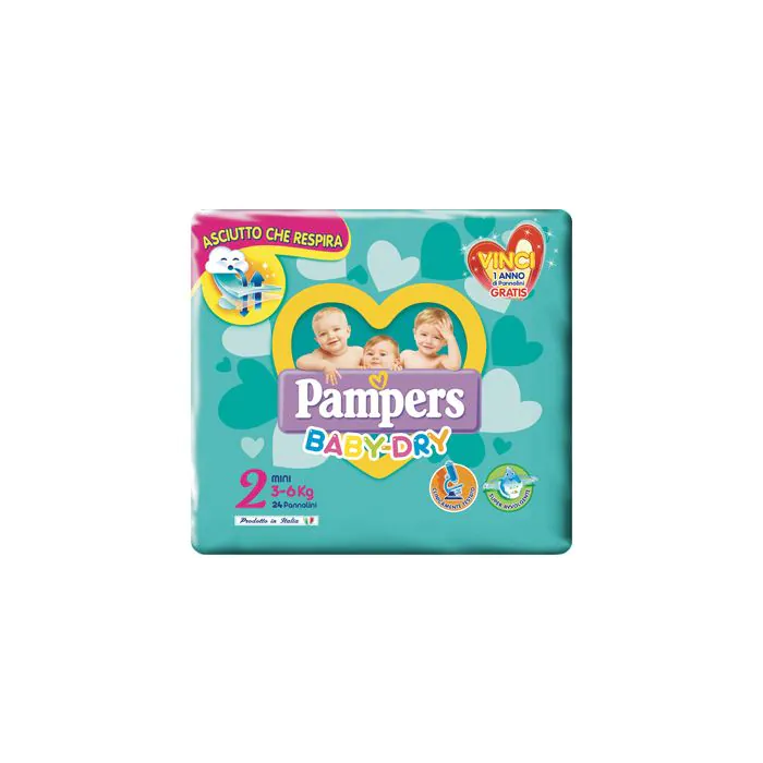 Pampers baby dry mini taglia 2 (3-6kg) 24 pezzi
