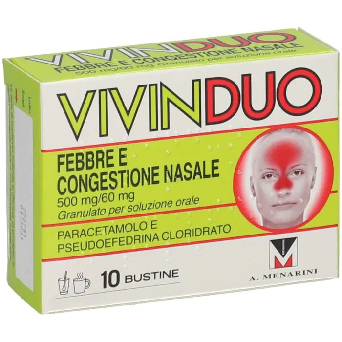 VivinDuo Febbre e Congestione Nasale Paracetamolo 10 Bustine VivinDuo Febbre e Congestione Nasale Paracetamolo 10 Bustine