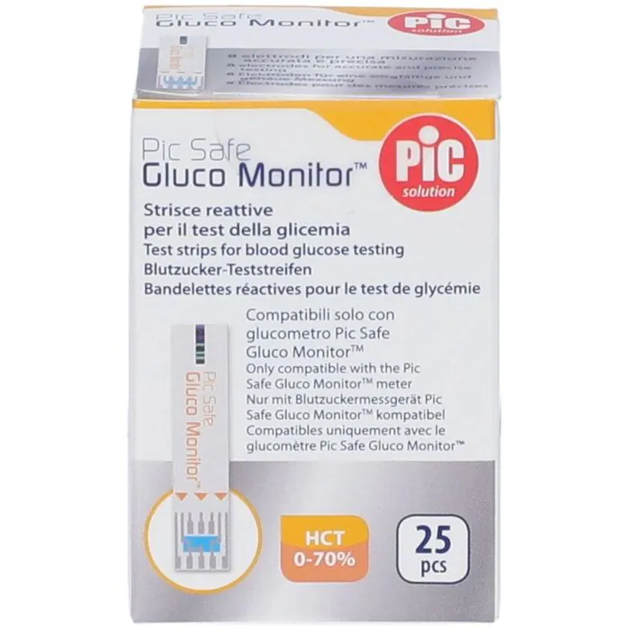 PicSafe Gluco Monitor Strisce Reattive Test Glicemia 25 Strisce