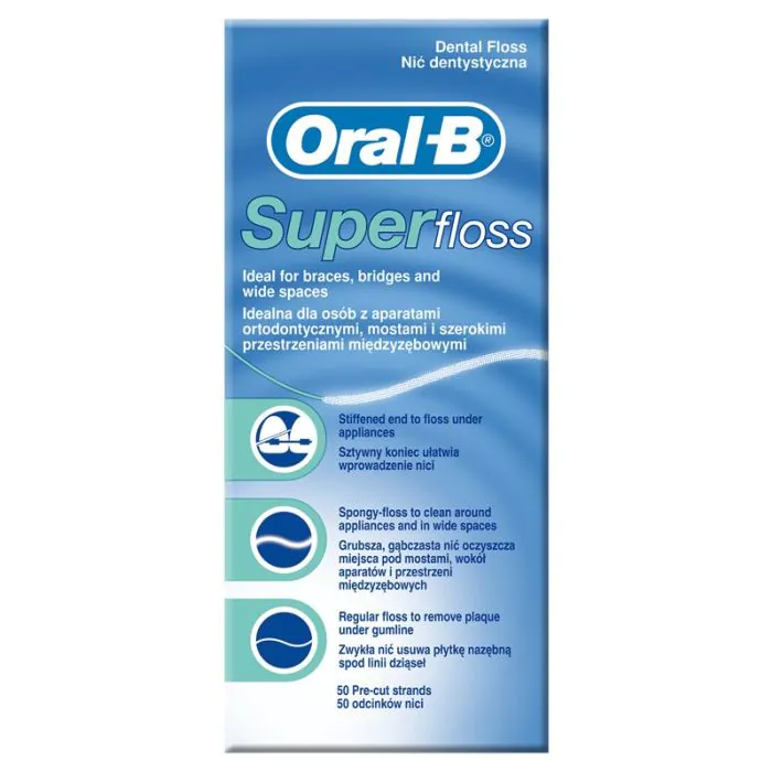 Oral-B Superfloss Filo Interdentale Ponti Apparecchi Ortodontici 50 Fili Pre-Misurati Oral-B Superfloss Filo Interdentale Ponti Apparecchi Ortodontici 50 Fili Pre-Misurati