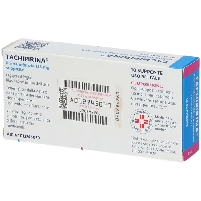 Tachipirina Prima Infanzia 125mg Paracetamolo 10 Supposte