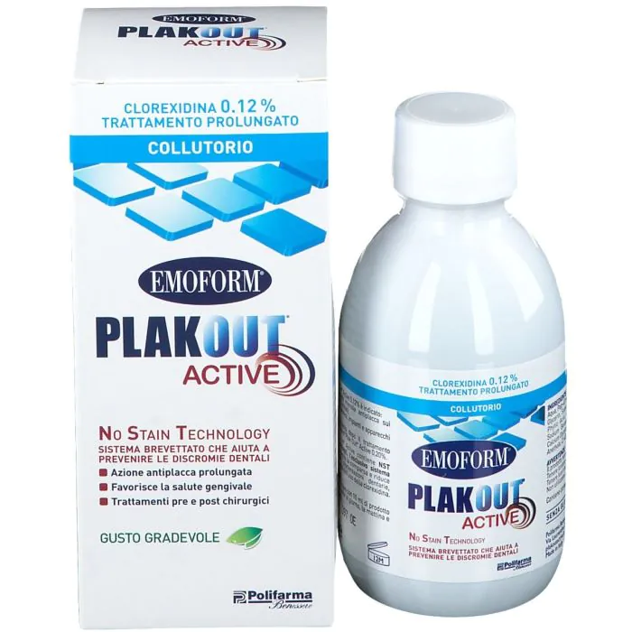 Emoform Plak Out Active 0,12% Collutorio con Clorexidina 200 ml Emoform Plak Out Active 0,12% Collutorio con Clorexidina 200 ml