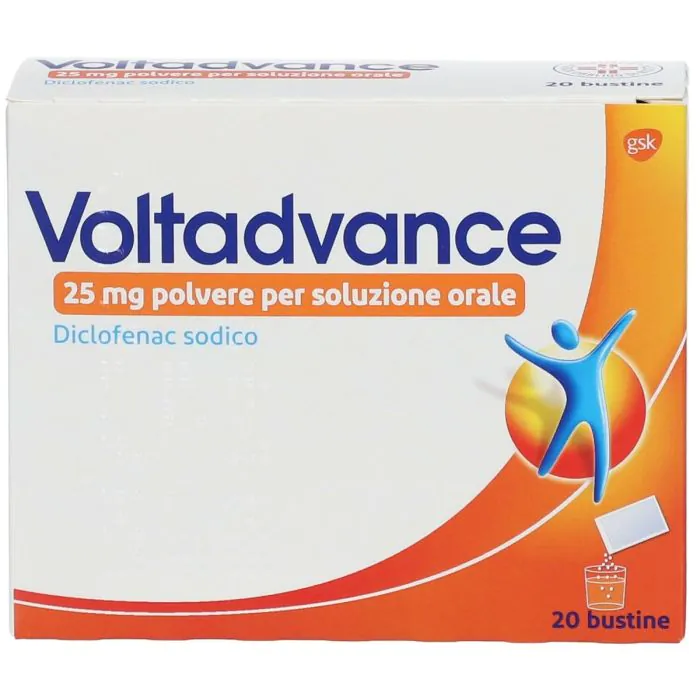 Voltadvance Antinfiammatorio 25mg Diclofenac Dolori Articolari Dolore Cervicale Mal di Schiena 20 Bustine