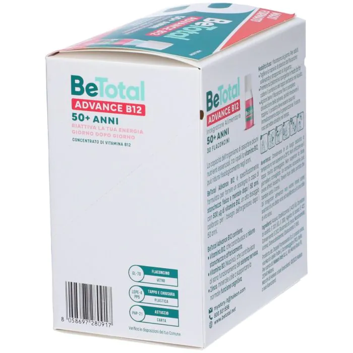 Be-Total Advance B12 Integratore Alimentare 50+ Anni Maxi Formato da 30 Flaconcini