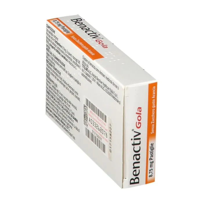 Benactiv Gola Pastiglie Senza Zucchero Gusto Arancia Flurbiprofene 16 Pastiglie