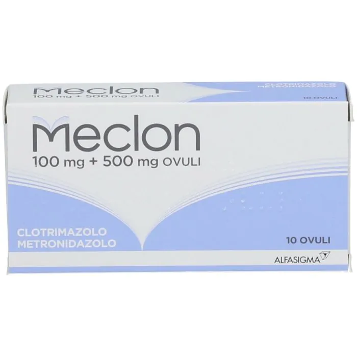 Meclon Ovuli 100 mg + 500 mg 10 Ovuli Vaginali Meclon Ovuli 100 mg + 500 mg 10 Ovuli Vaginali