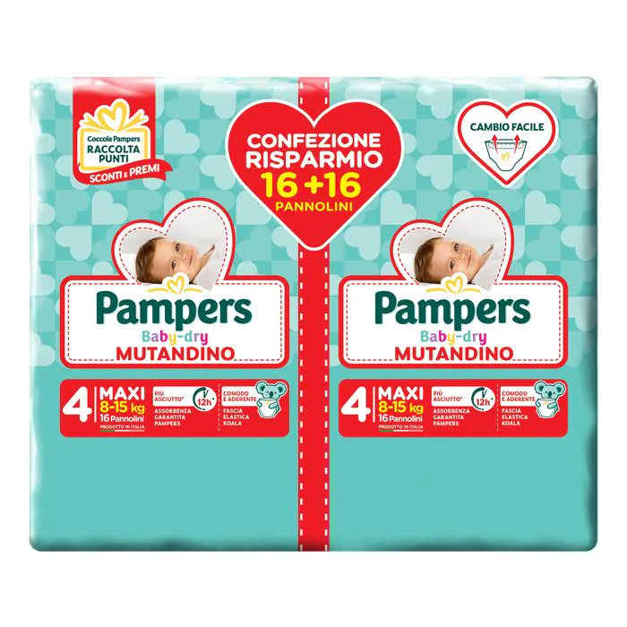 Pampers baby dry pannolino a mutandina duo dwct maxi 32 pezzi Pampers baby dry pannolino a mutandina duo dwct maxi 32 pezzi
