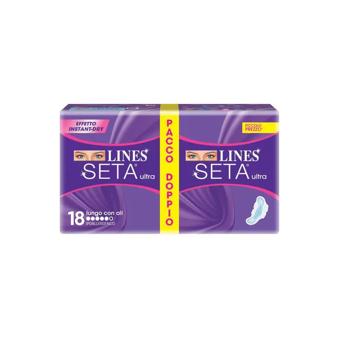 Lines seta ultra assorbente lungo con ali 18 pezzi