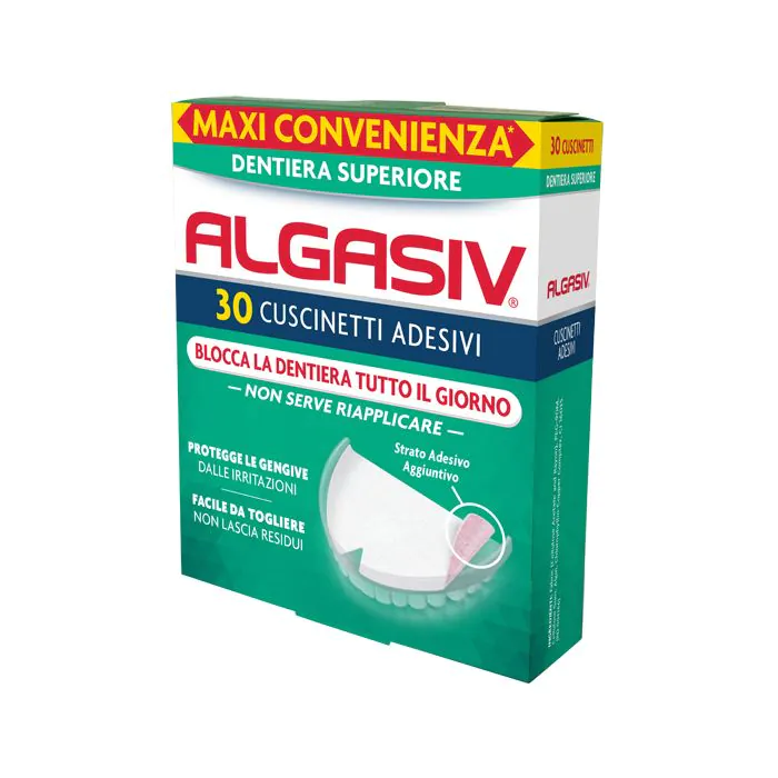 Algasiv Cuscinetti Adesivi Superiori Per Dentiera 30 Pezzi