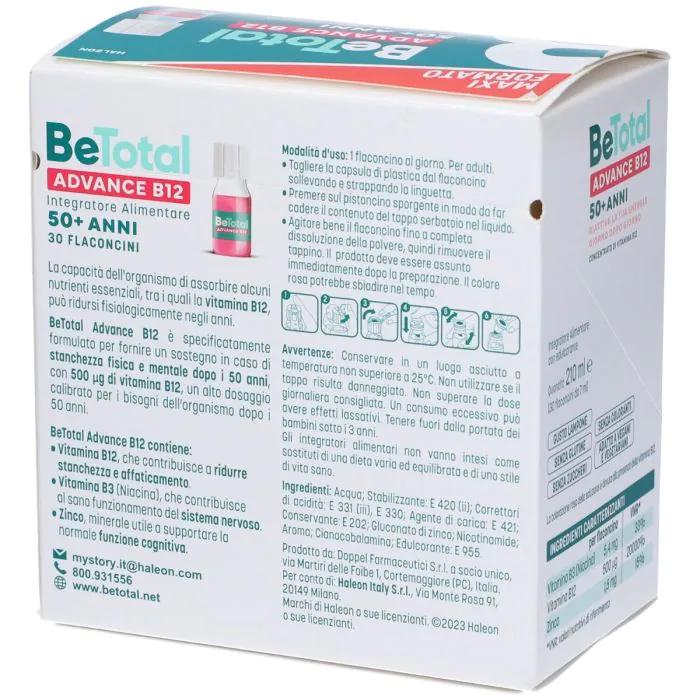 Be-Total Advance B12 Integratore Alimentare 50+ Anni Maxi Formato da 30 Flaconcini