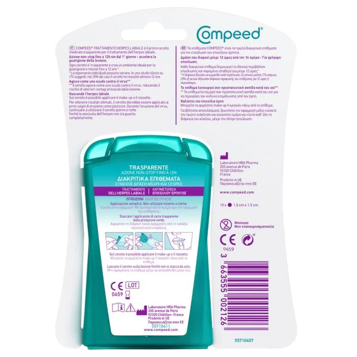 Compeed Herpes Cerottini Trasparenti 15 Patch Con Applicatore