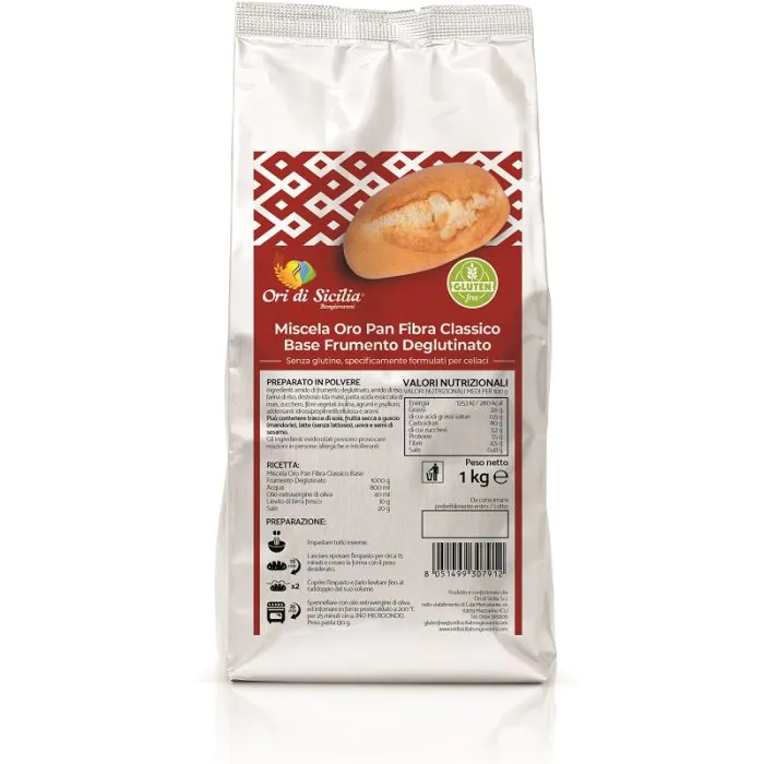 Ori di sicilia mix oro pan fibra classico base frumento deglutinato 1 kg Ori di sicilia mix oro pan fibra classico base frumento deglutinato 1 kg