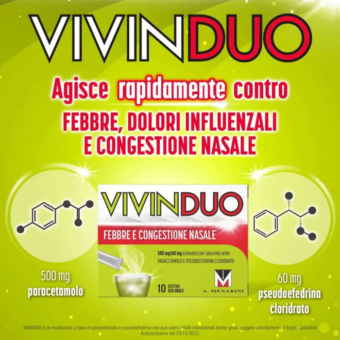 VivinDuo Febbre e Congestione Nasale Paracetamolo 10 Bustine