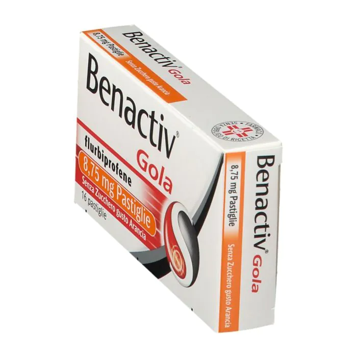 Benactiv Gola Pastiglie Senza Zucchero Gusto Arancia Flurbiprofene 16 Pastiglie