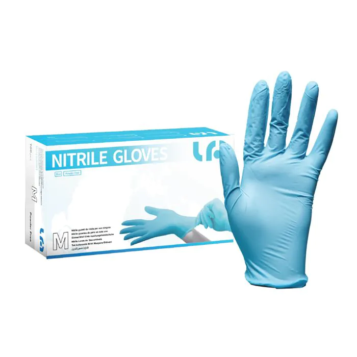 Guanti nitrile azzurro senza polvere l 100 pezzi Guanti nitrile azzurro senza polvere l 100 pezzi