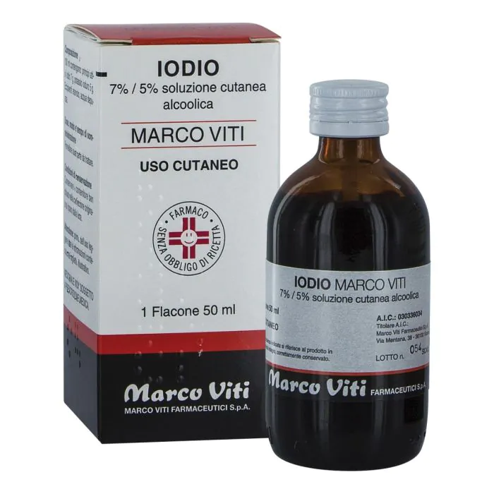 Iodio Soluzione Alcolica Cutanea Marco Viti 50 ml 7% + 5% Iodio Soluzione Alcolica Cutanea Marco Viti 50 ml 7% + 5%