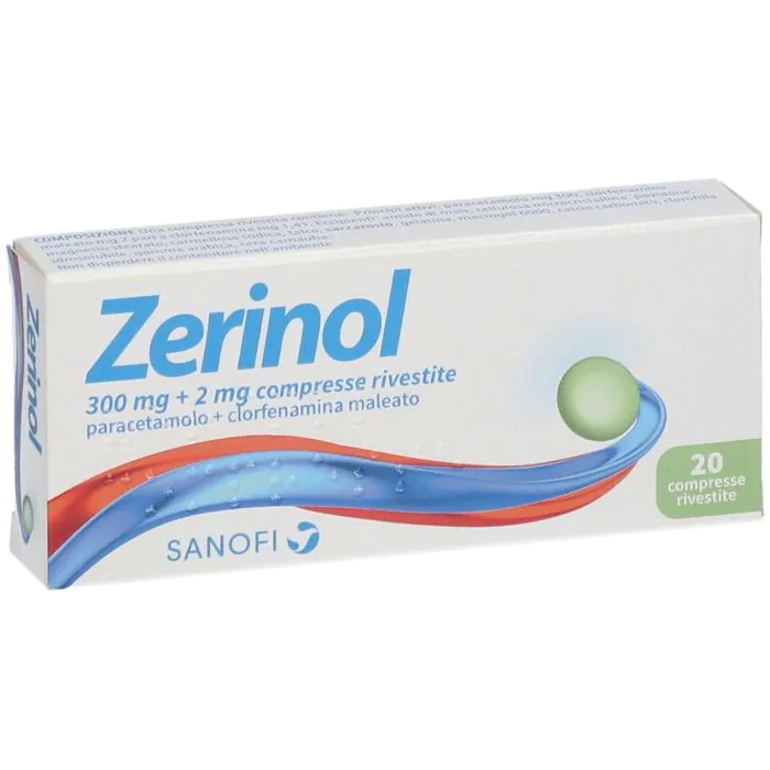 Zerinol 300mg + 2mg Contro Febbre e Influenza 20 Compresse Rivestite Zerinol 300mg + 2mg Contro Febbre e Influenza 20 Compresse Rivestite
