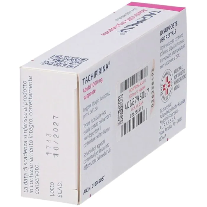 Tachipirina Adulti 1000 mg Paracetamolo 10 Supposte