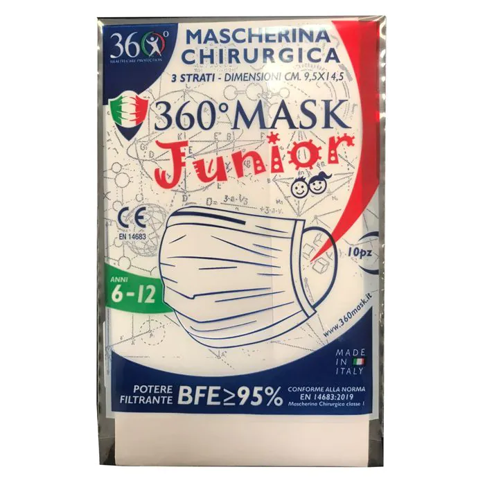 Mascherina chirurgica 360mask10/r rosa bambino 10 pezzi Mascherina chirurgica 360mask10/r rosa bambino 10 pezzi