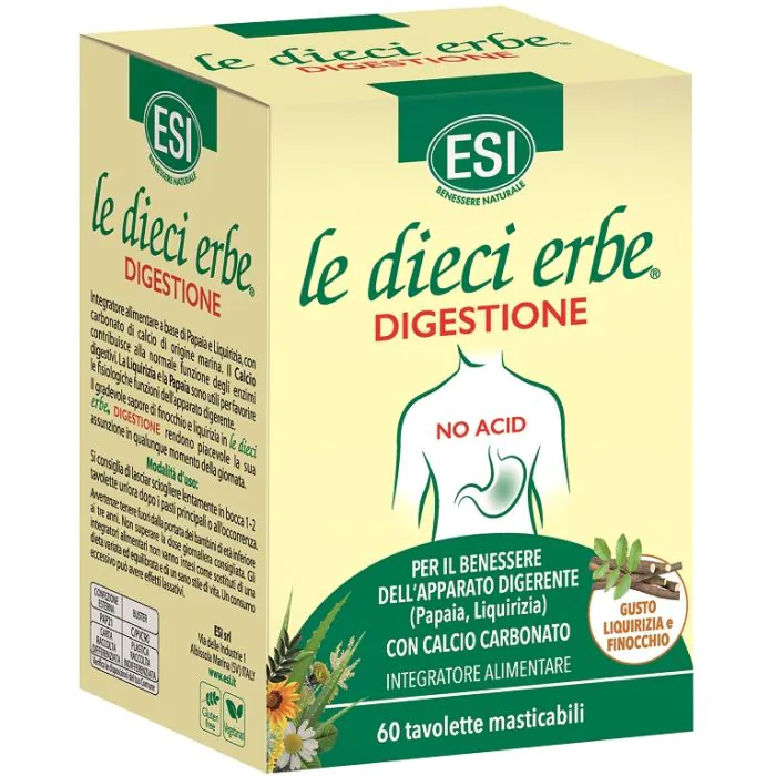 Esi le dieci erbe digestione no acid 60 tavolette masticabili Esi le dieci erbe digestione no acid 60 tavolette masticabili