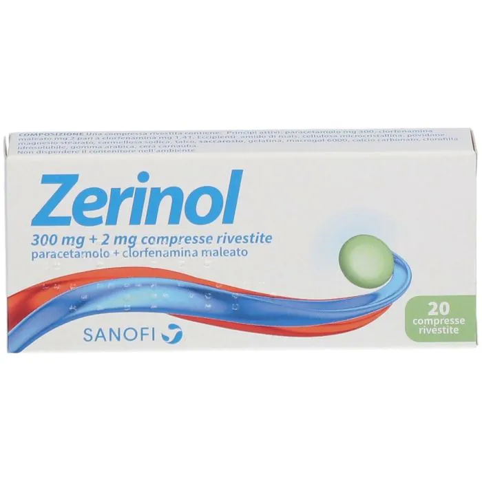 Zerinol 300mg + 2mg Contro Febbre e Influenza 20 Compresse Rivestite
