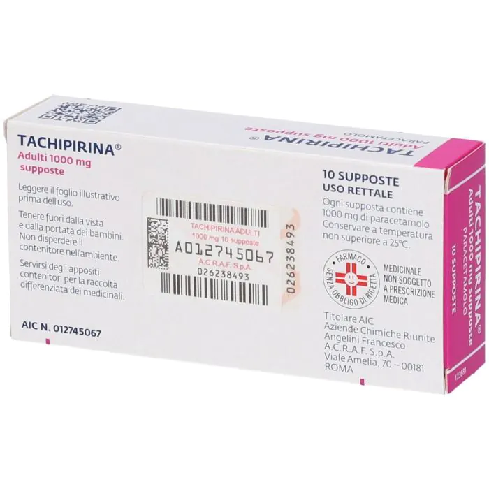 Tachipirina Adulti 1000 mg Paracetamolo 10 Supposte