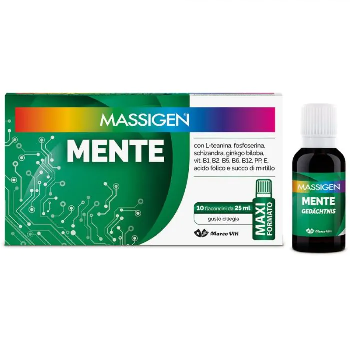Massigen Mente Integratore Memoria e Concentrazione 10 Flaconcini 25 ml Massigen Mente Integratore Memoria e Concentrazione 10 Flaconcini 25 ml