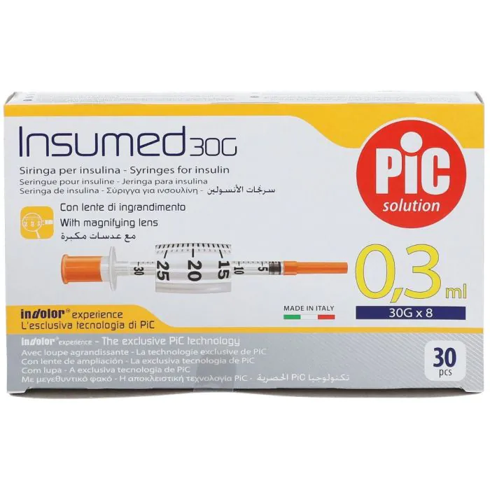 Pic Siringa Insulina 0.3ml Ago30 G8 30 Pezzi Totali Pic Siringa Insulina 0.3ml Ago30 G8 30 Pezzi Totali