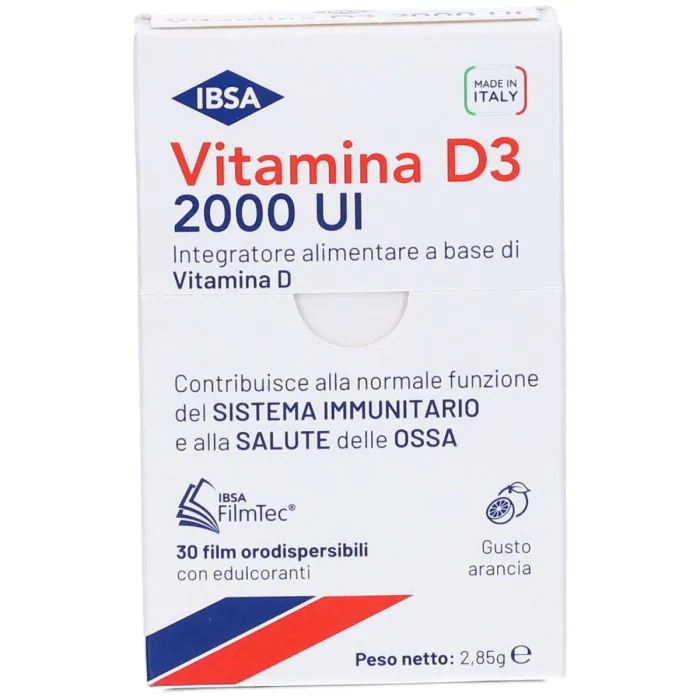 Ibsa Vitamina D3 2000 UI Integratore di Vitamina D3 30 Film Orodispersibili