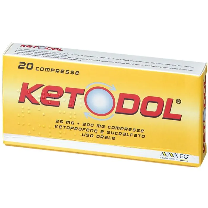 Ketodol 25 mg+200 mg Antinfiammatorio Mal di Testa e Mal di Denti 20 Compresse Ketodol 25 mg+200 mg Antinfiammatorio Mal di Testa e Mal di Denti 20 Compresse