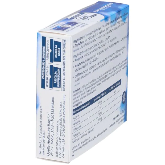 Mag Notte Integratore Per Rilassamento e Sonno Con Magnesio 24 Bustine Gusto Agrumi e Camomilla
