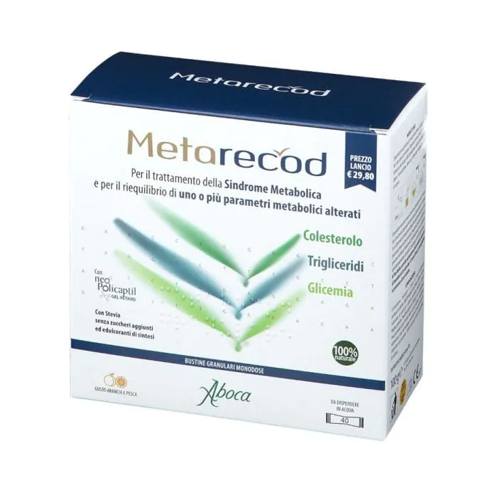 Metarecod Aboca Granulato Metabolismo Dei Trigliceridi e Colesterolo 40 Bustine Monodose Metarecod Aboca Granulato Metabolismo Dei Trigliceridi e Colesterolo 40 Bustine Monodose