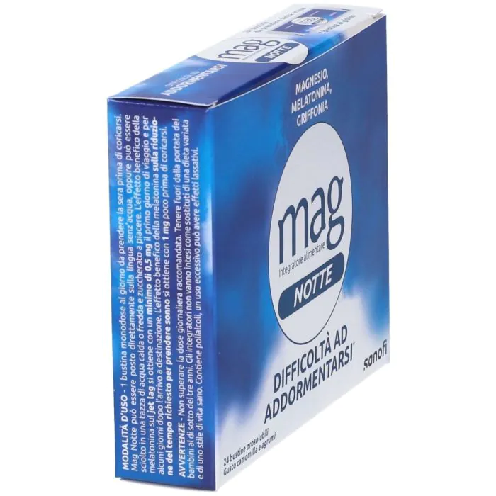 Mag Notte Integratore Per Rilassamento e Sonno Con Magnesio 24 Bustine Gusto Agrumi e Camomilla