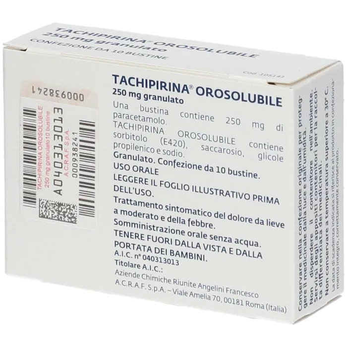 Tachipirina Orosolubile 250 mg Paracetamolo 10 Bustine