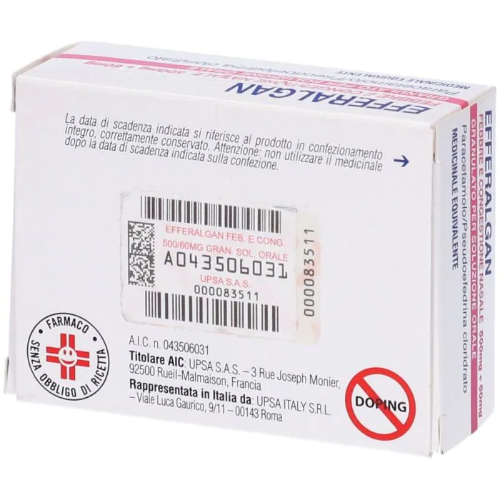 Efferalgan Febbre e Congestione Nasale 500mg + 60mg 10 Bustine